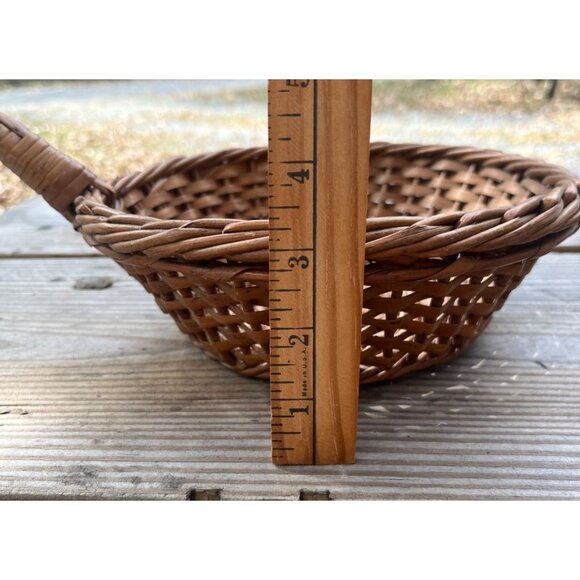 Vintage Brown Wicker Basket Frying Pan/Scoop Figural Kitchen Rustic Decor - Picture 12 of 14